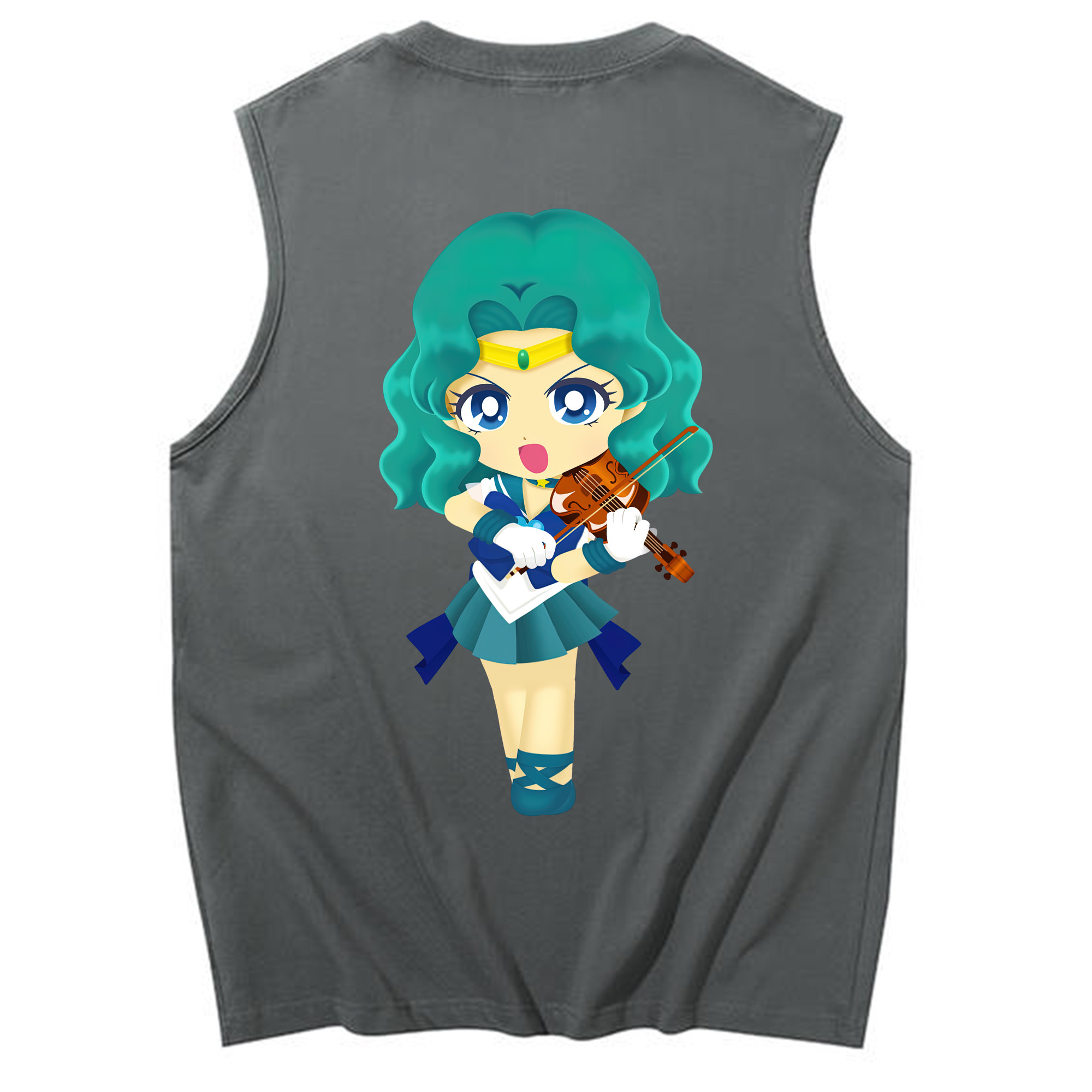 （画像用） 美少女戦士セーラームーン 海王 みちる（かいおう みちる） Sailor Moon Kaiou Michiru コットン100％タンクトップ（背面プリント）
